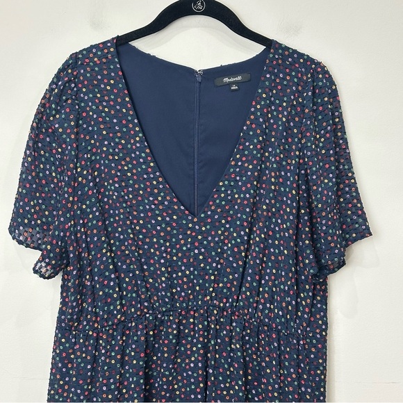 Madewell Flutter Sleeve Navy Sugar Dot Dress - Picture 5 of 8
